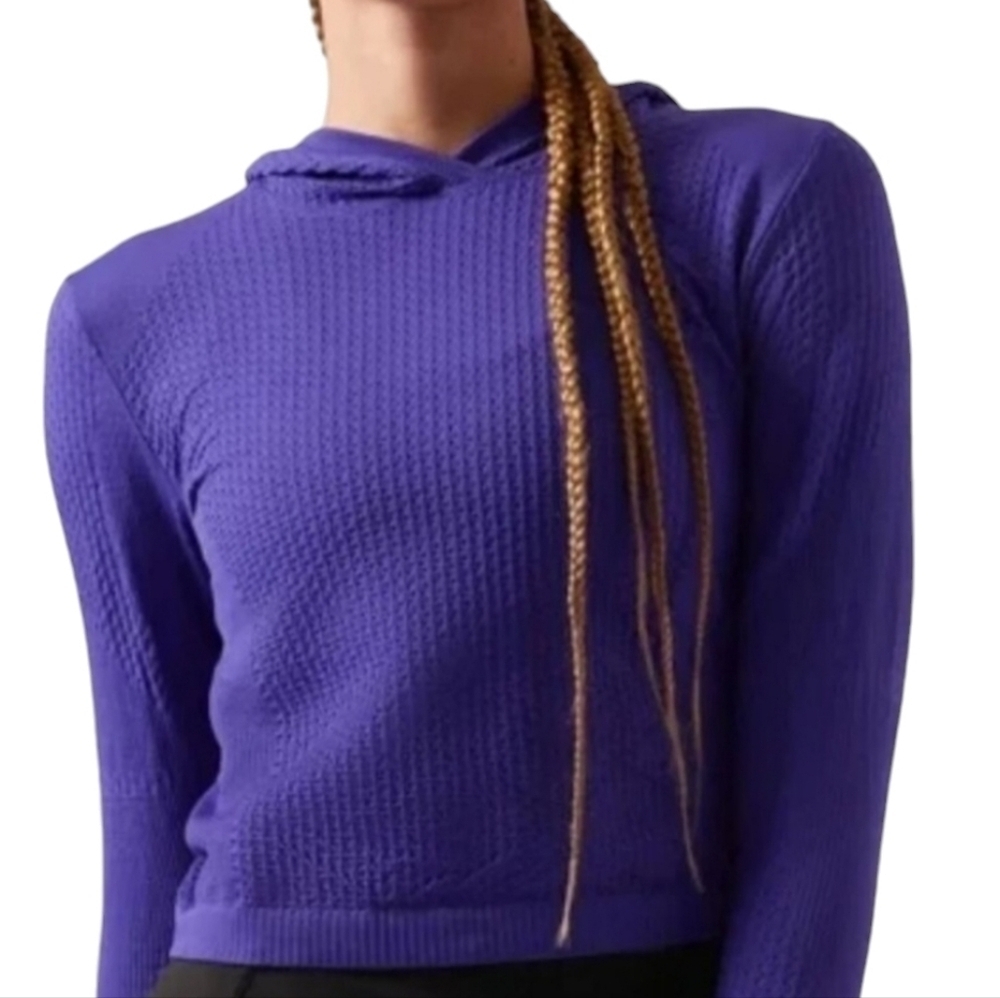 Athleta | Women's Purple Flurry Seamless Slightly Cropped Hoodie (Size XL)